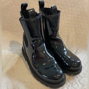 ZARA Chelsea Ankle Boots Black Combat Beatles Women’s Zippered Rubber Soles Goth